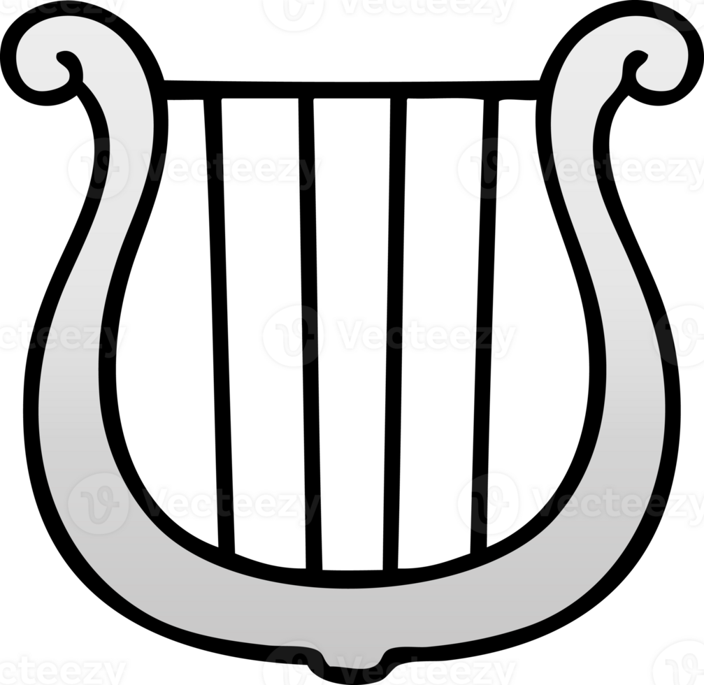 gradient shaded cartoon of a traditional harp png
