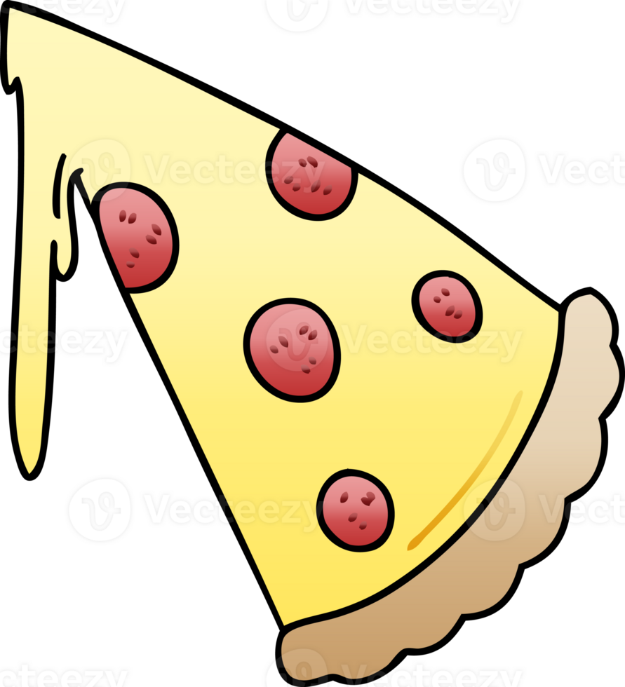 gradient shaded quirky cartoon slice of pizza png
