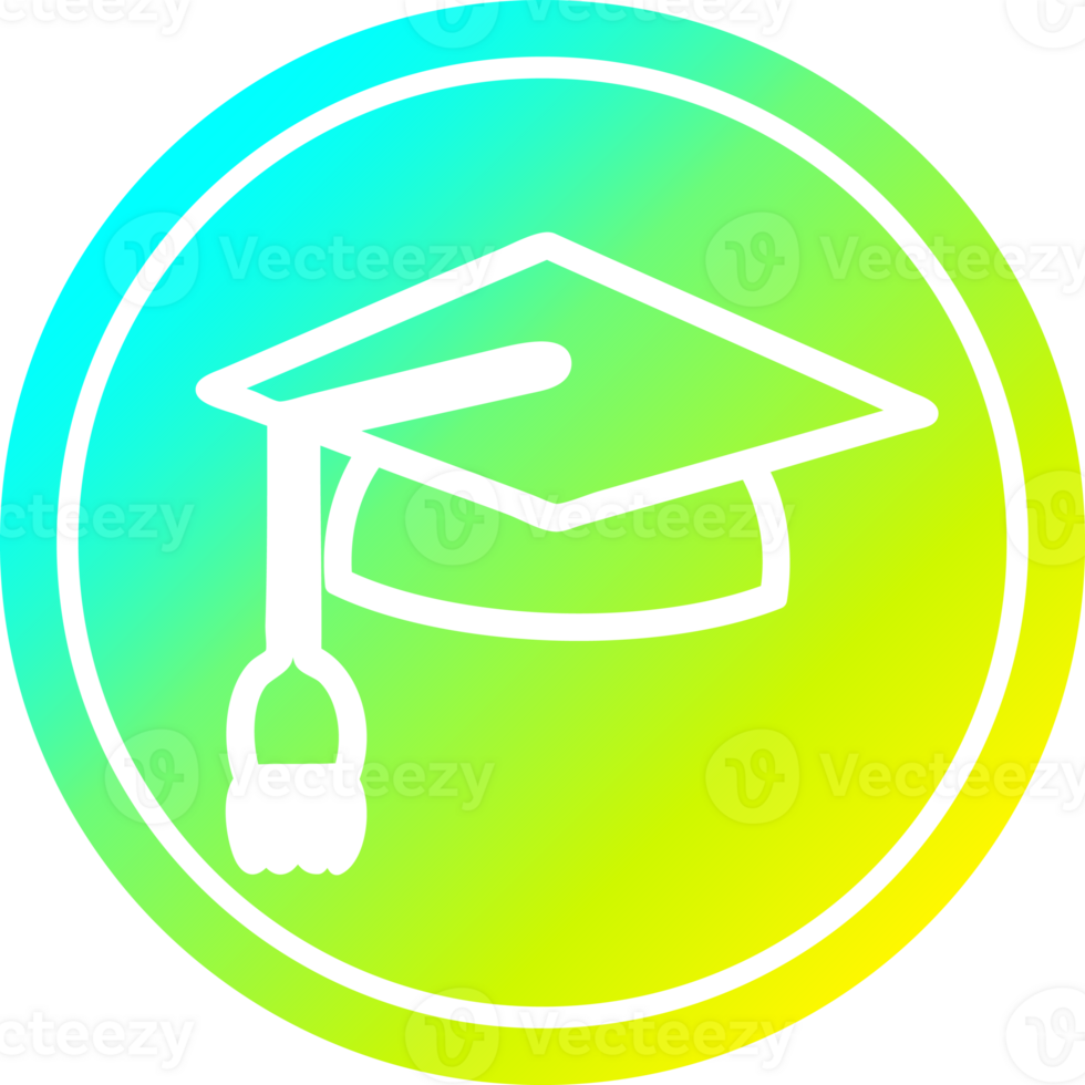graduation cap circular icon with cool gradient finish png