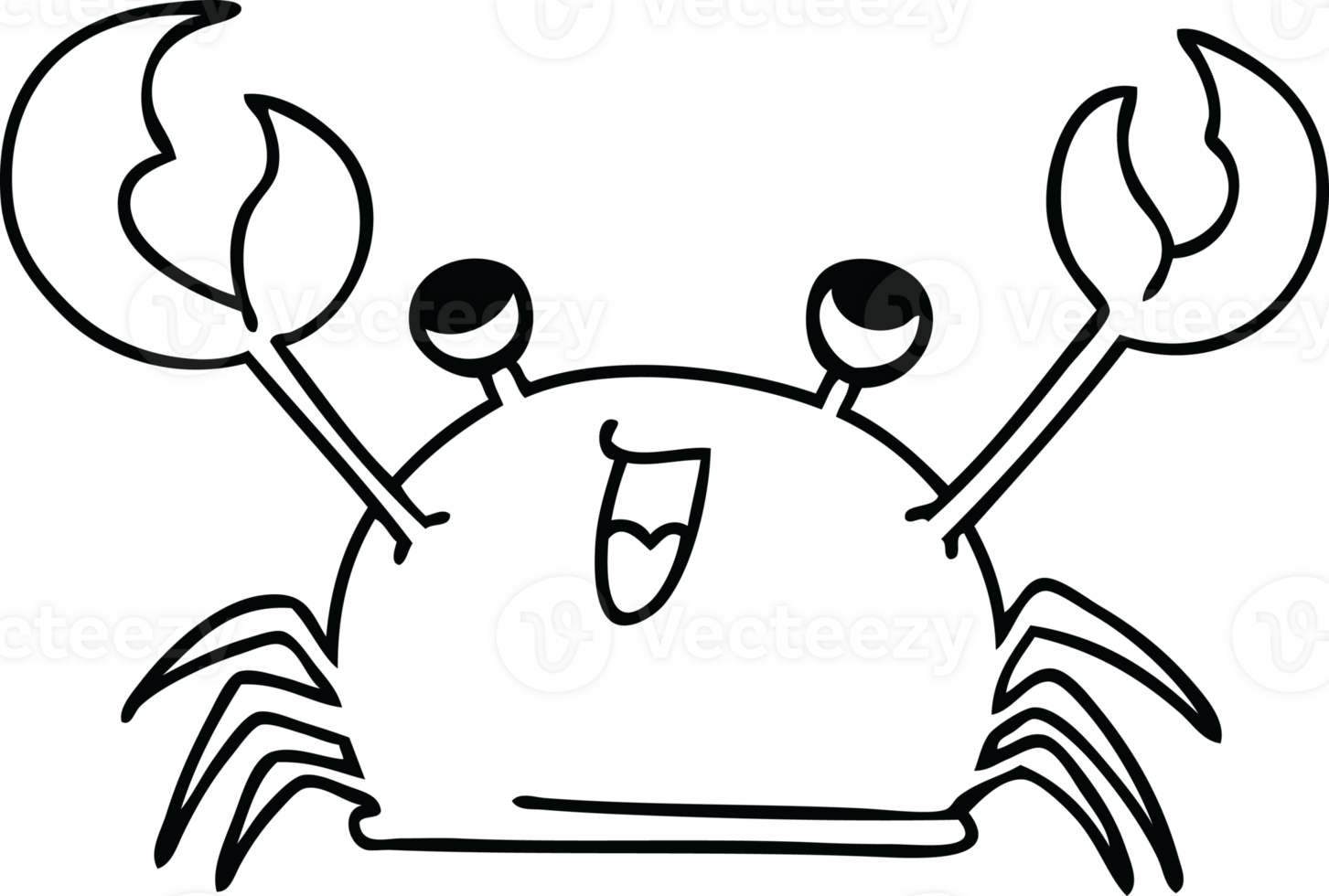 line drawing quirky cartoon happy crab png