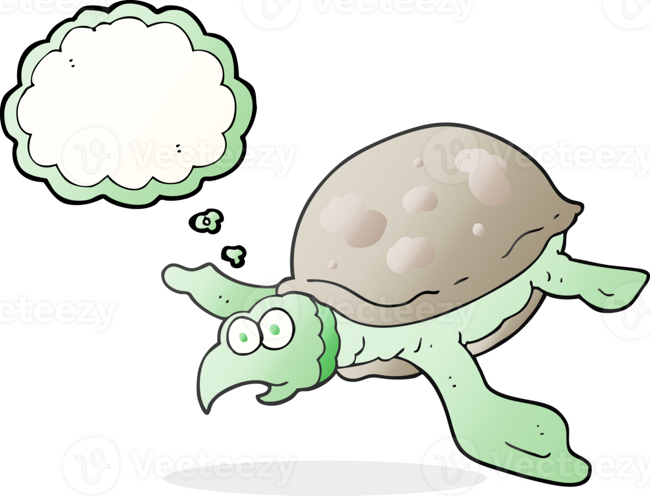 hand drawn thought bubble cartoon turtle png