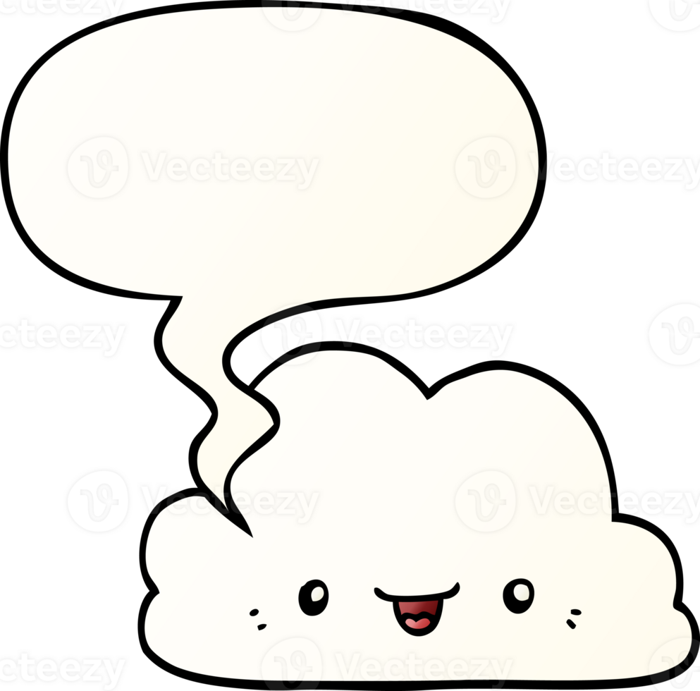 cute cartoon cloud with speech bubble in smooth gradient style png
