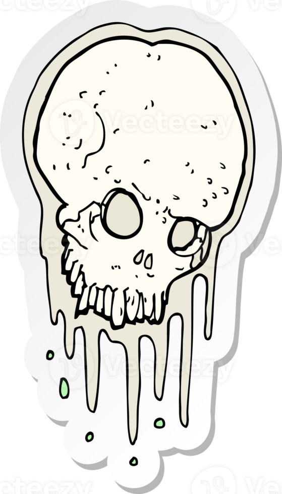 sticker of a cartoon scary skull png