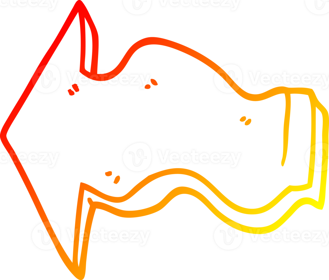 warm gradient line drawing of a cartoon pointing arrow png