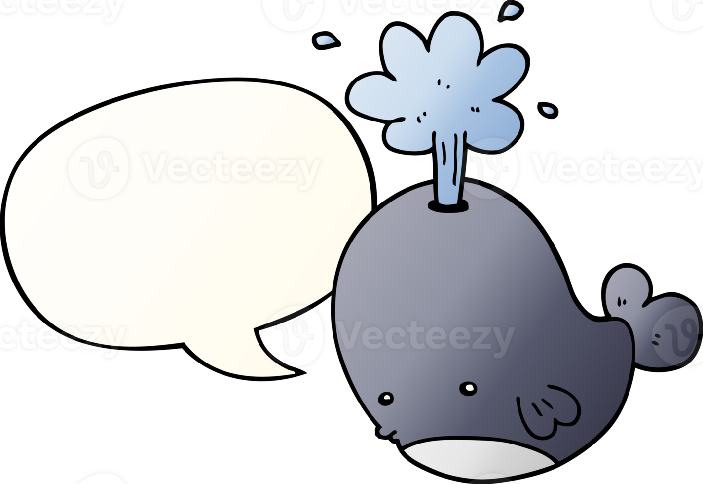 cartoon spouting whale with speech bubble in smooth gradient style png