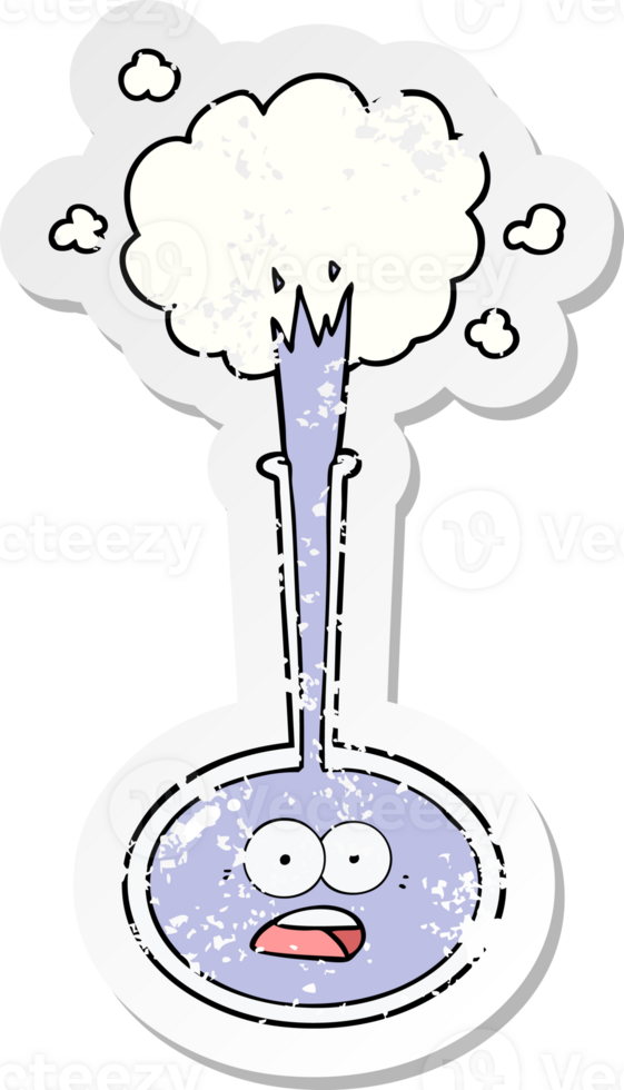 distressed sticker of a cartoon science accident png