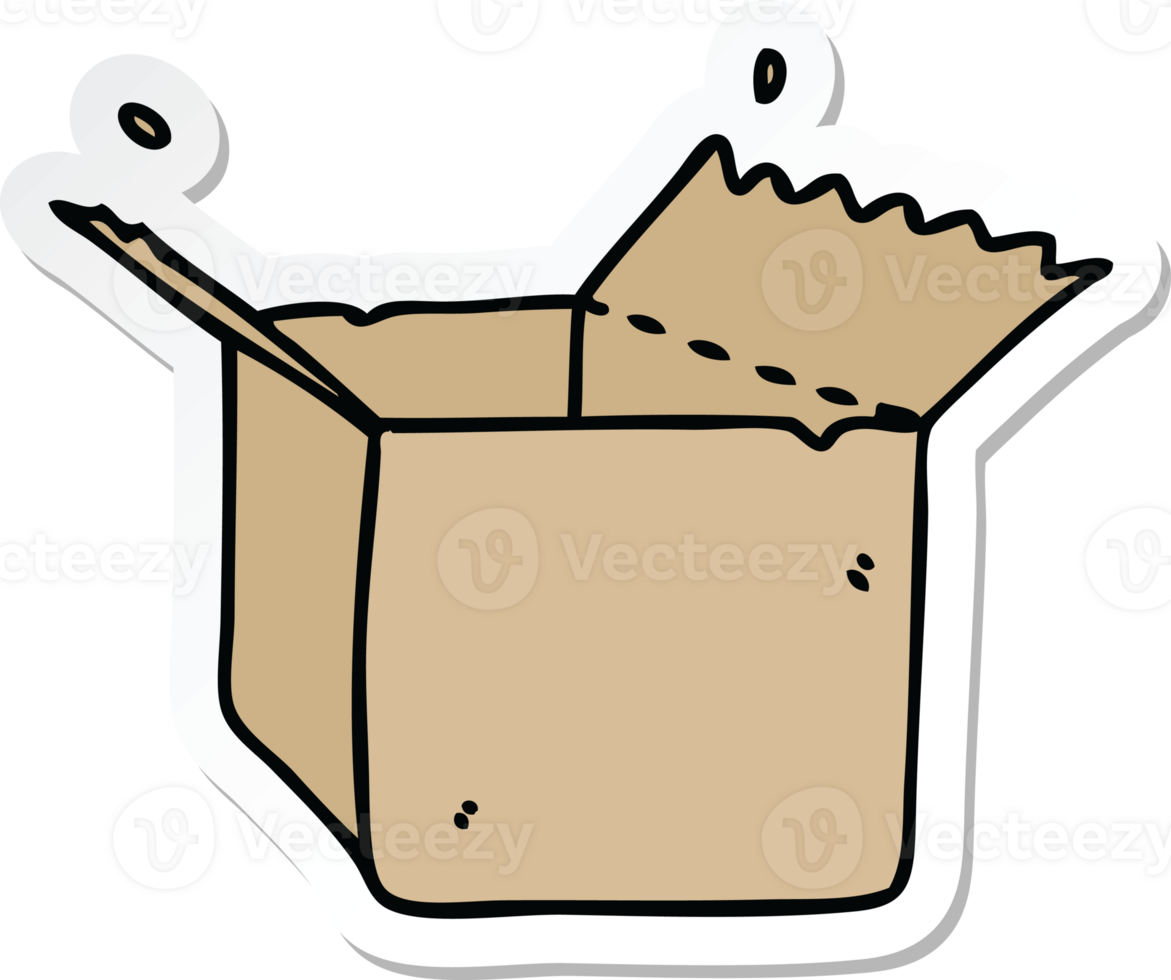 sticker of a quirky hand drawn cartoon open box png