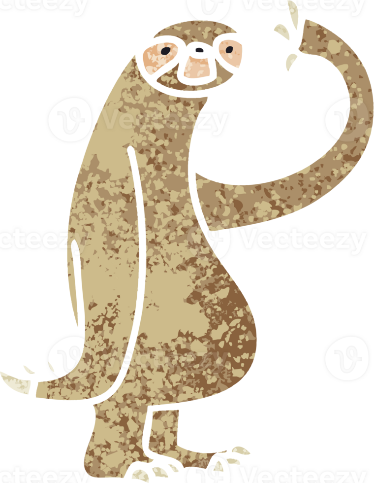 retro illustration style quirky cartoon sloth png
