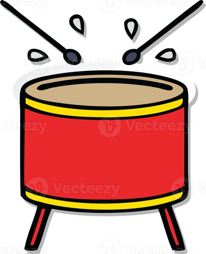 sticker of a cute cartoon beating drum png