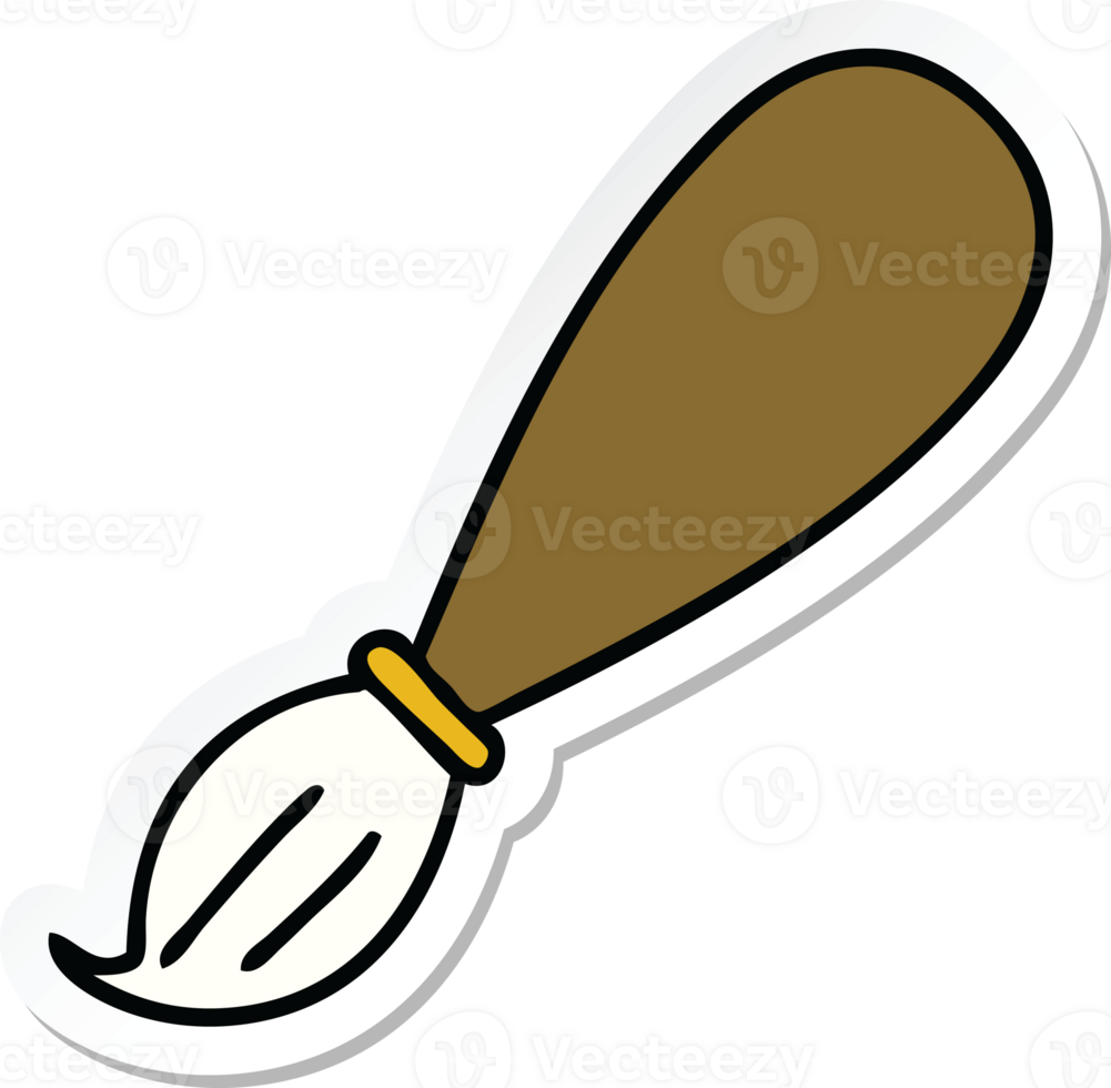 sticker of a cute cartoon paint brush png