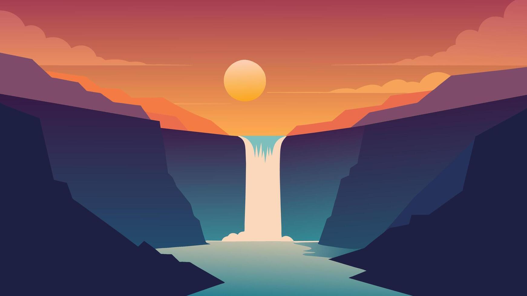 Colorful sunrise on the on Skjalfandafljot river, Iceland, Europe. Beauty of nature concept background. illustration vector