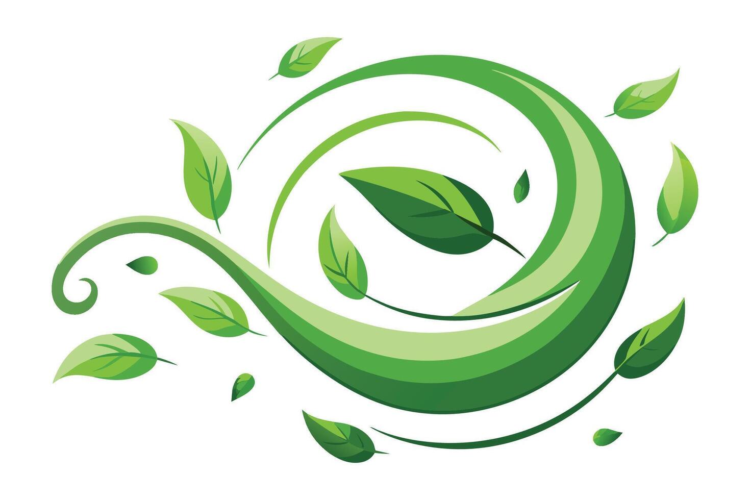 Greenery leaves flying swirl movement, illustration vector