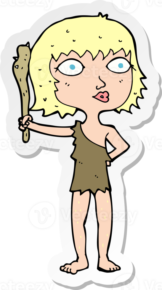 sticker of a cartoon cave woman png
