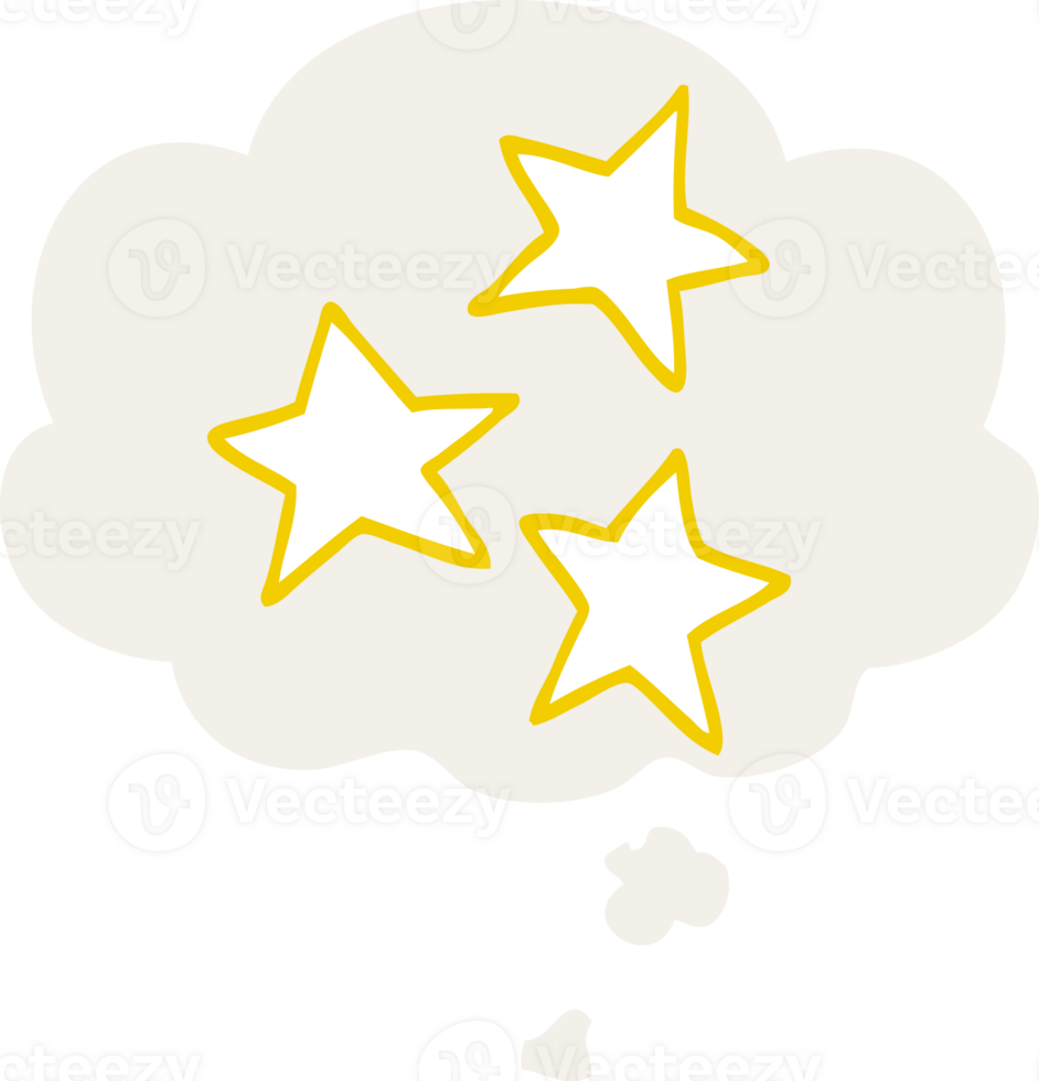 cartoon stars with thought bubble in retro style png