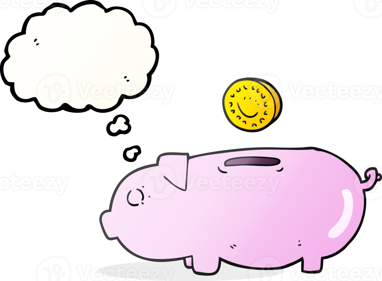 hand drawn thought bubble cartoon piggy bank png