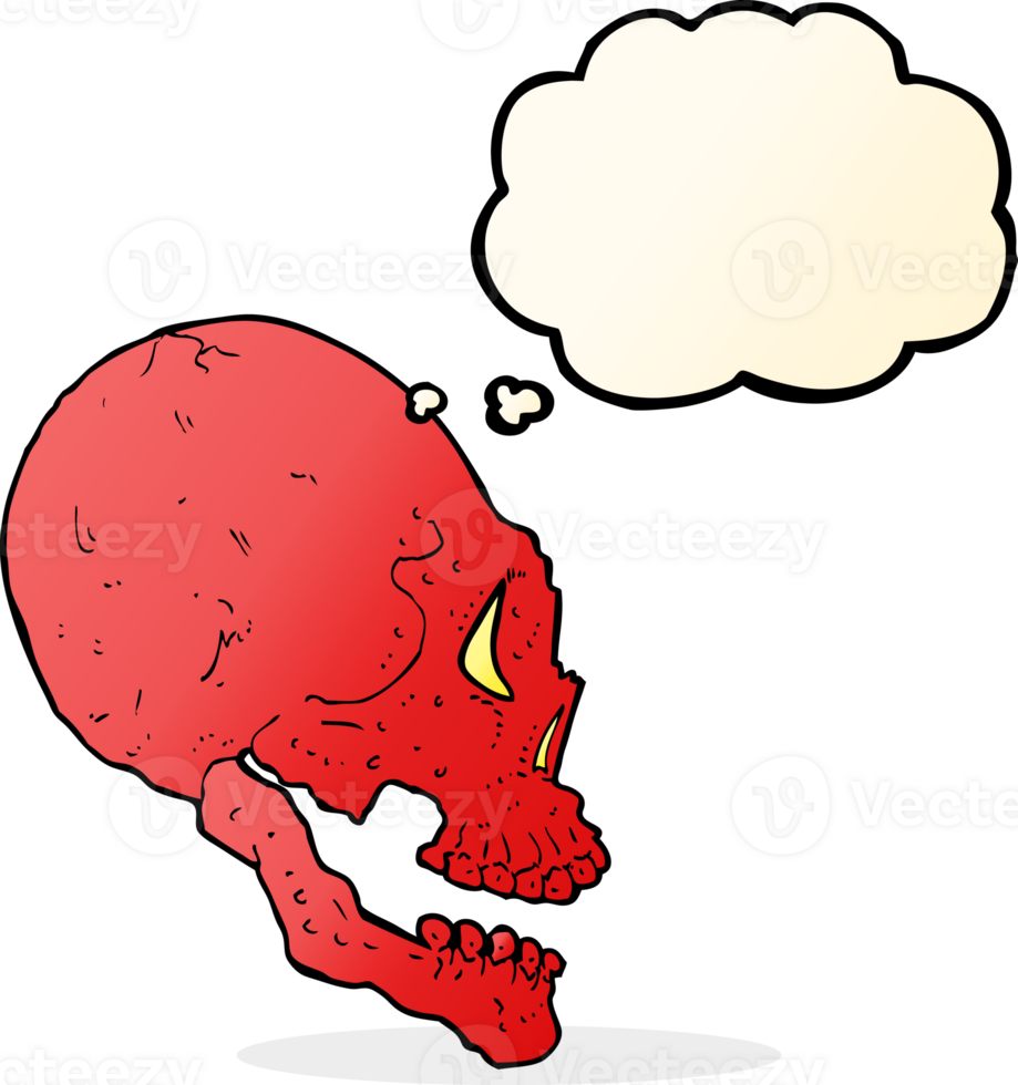 red skull illustration with thought bubble png