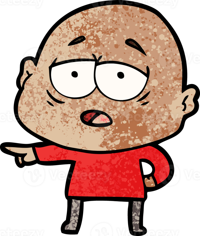cartoon tired bald man png