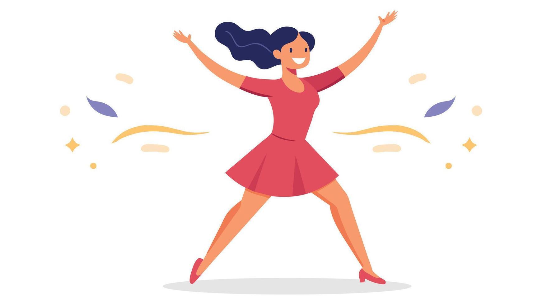 Woman expressing her self-confidence and self-assurance through dance flat illustraiton on white background vector