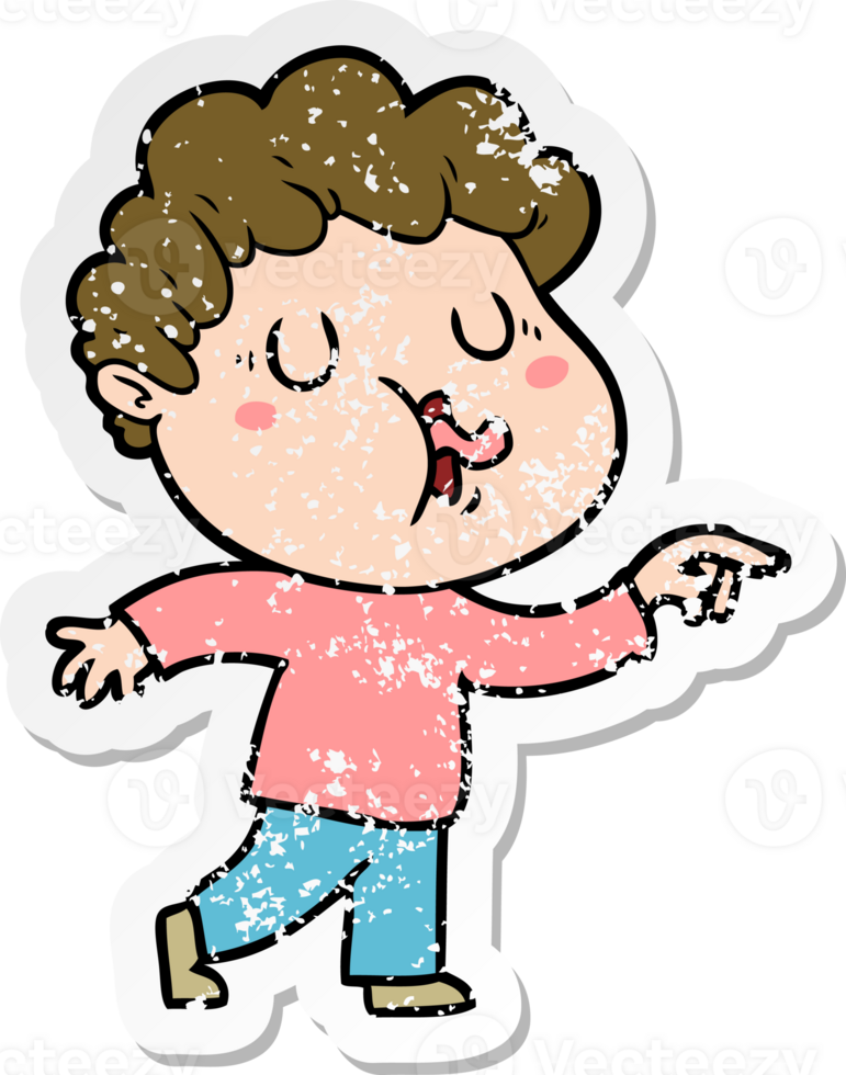 distressed sticker of a cartoon man singing png