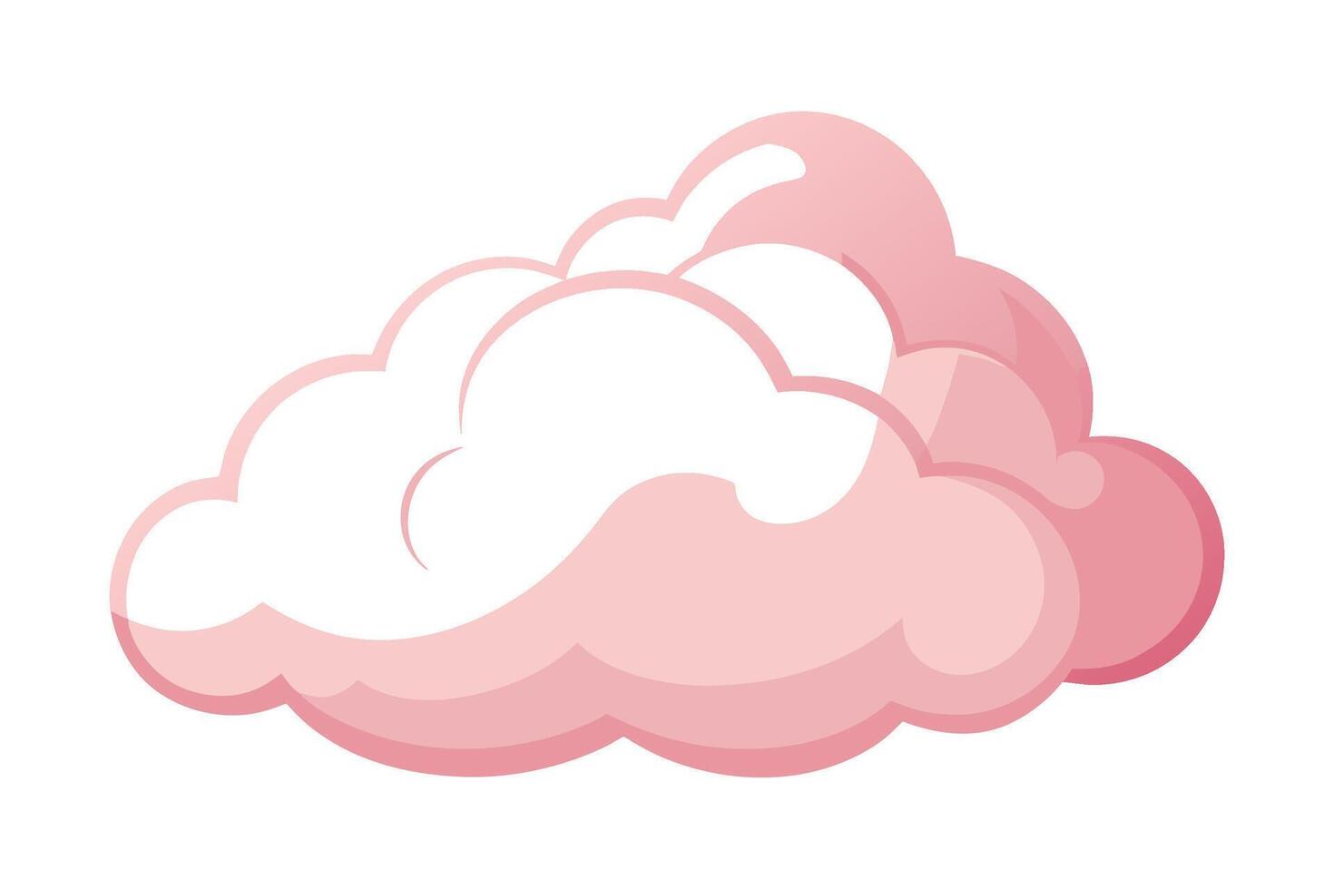 Soft pink clouds cutout, flat illustration vector
