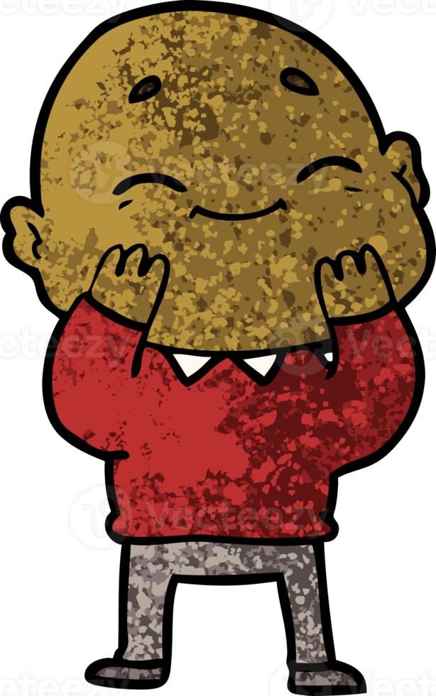 happy cartoon bald man png