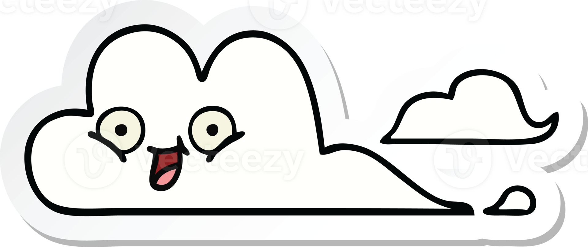 sticker of a cute cartoon happy cloud png