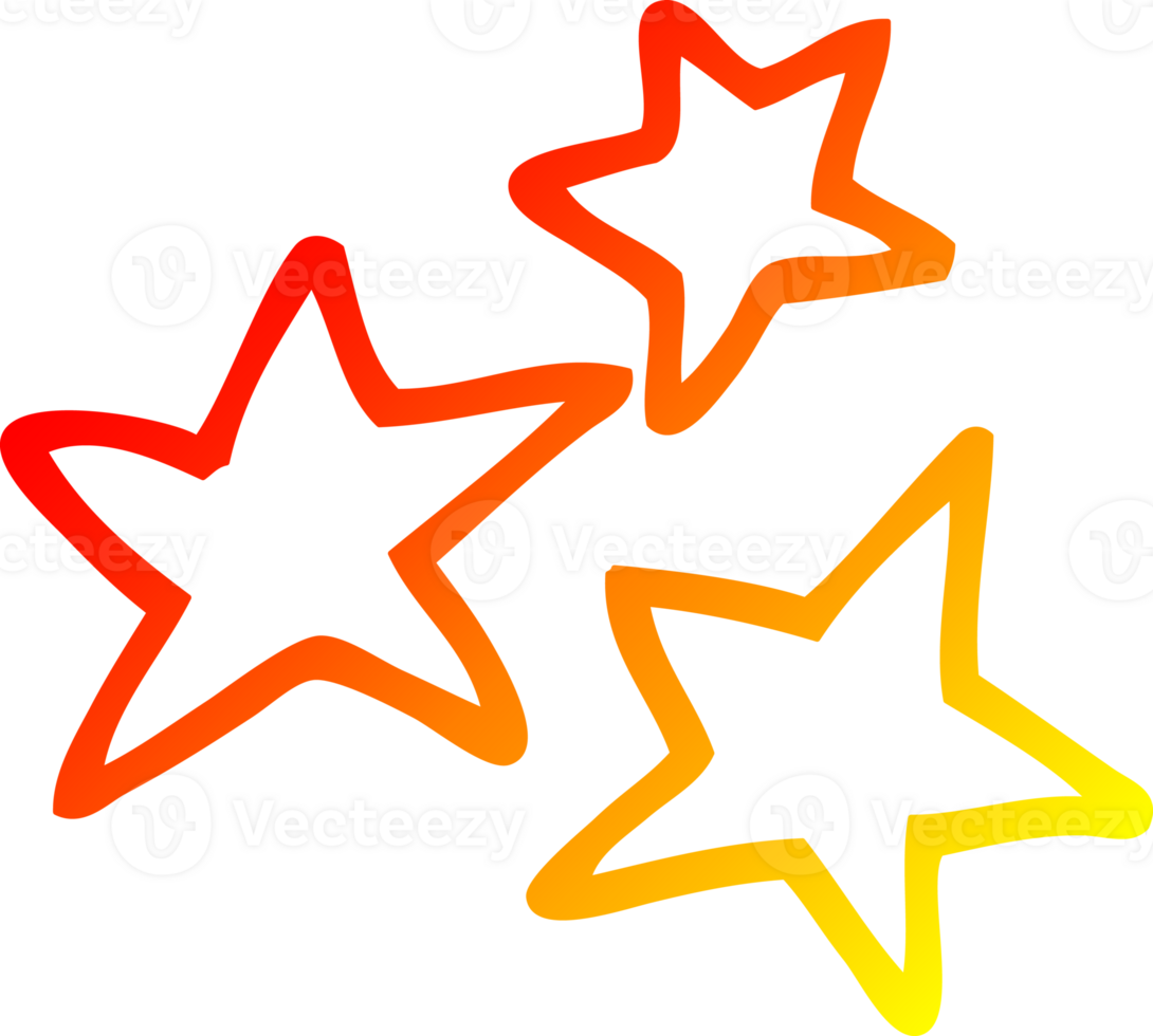 warm gradient line drawing of a cartoon yellow stars png
