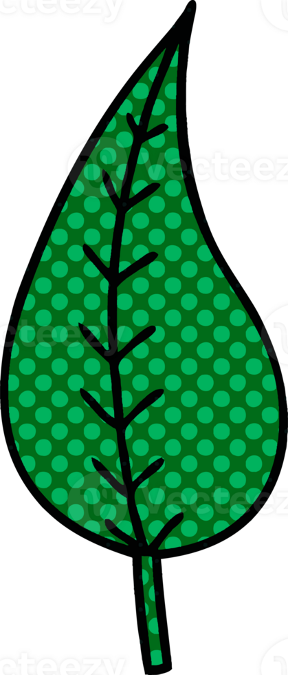 comic book style cartoon of a green leaf png