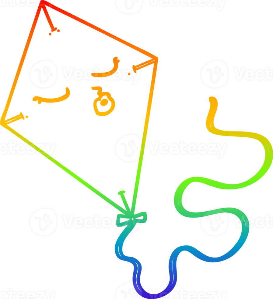 rainbow gradient line drawing of a cartoon kite png