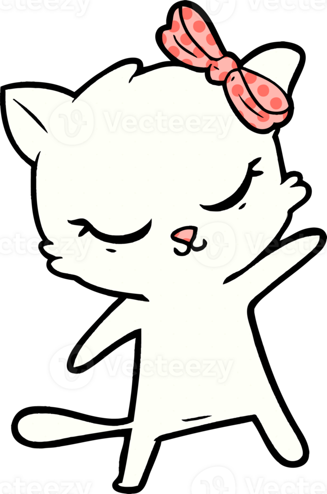 cute cartoon cat with bow png