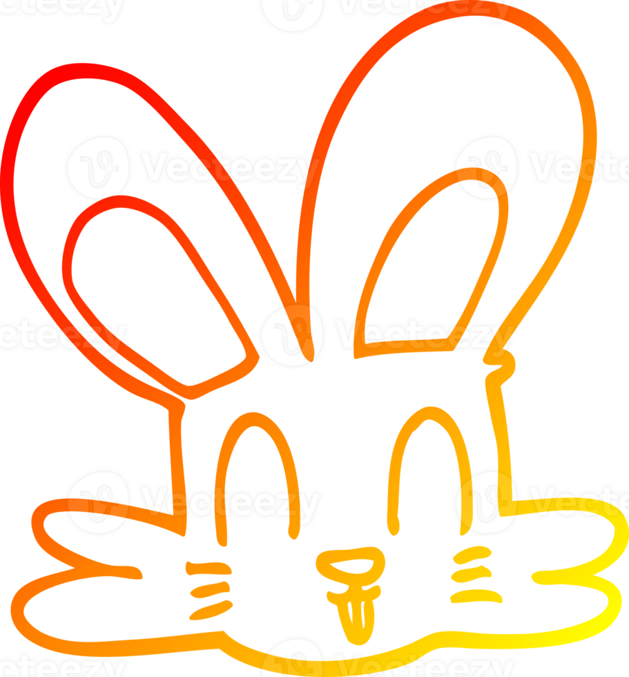 warm gradient line drawing of a cartoon cute bunny png