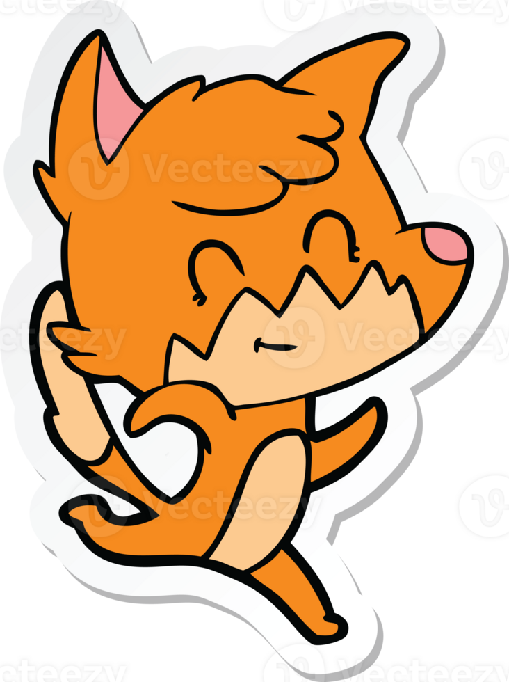 sticker of a cartoon friendly fox png