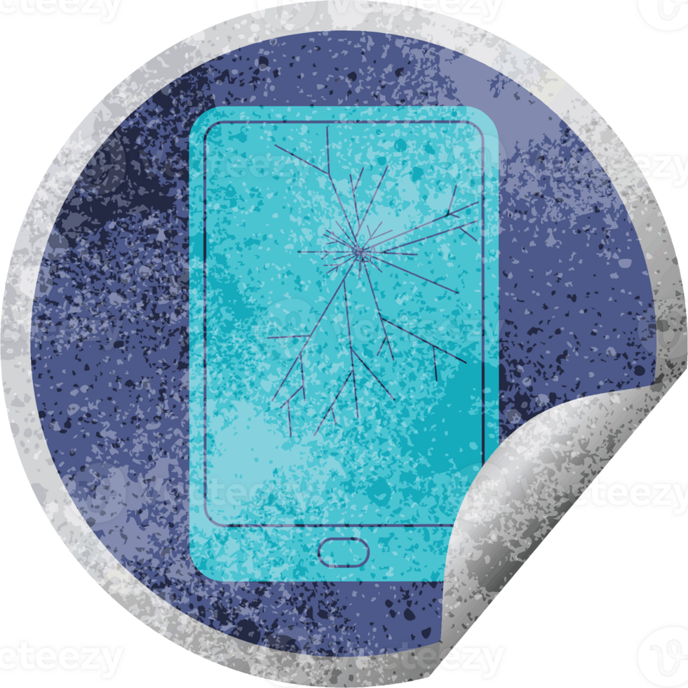 broken electronic tablet circular peeling sticker png