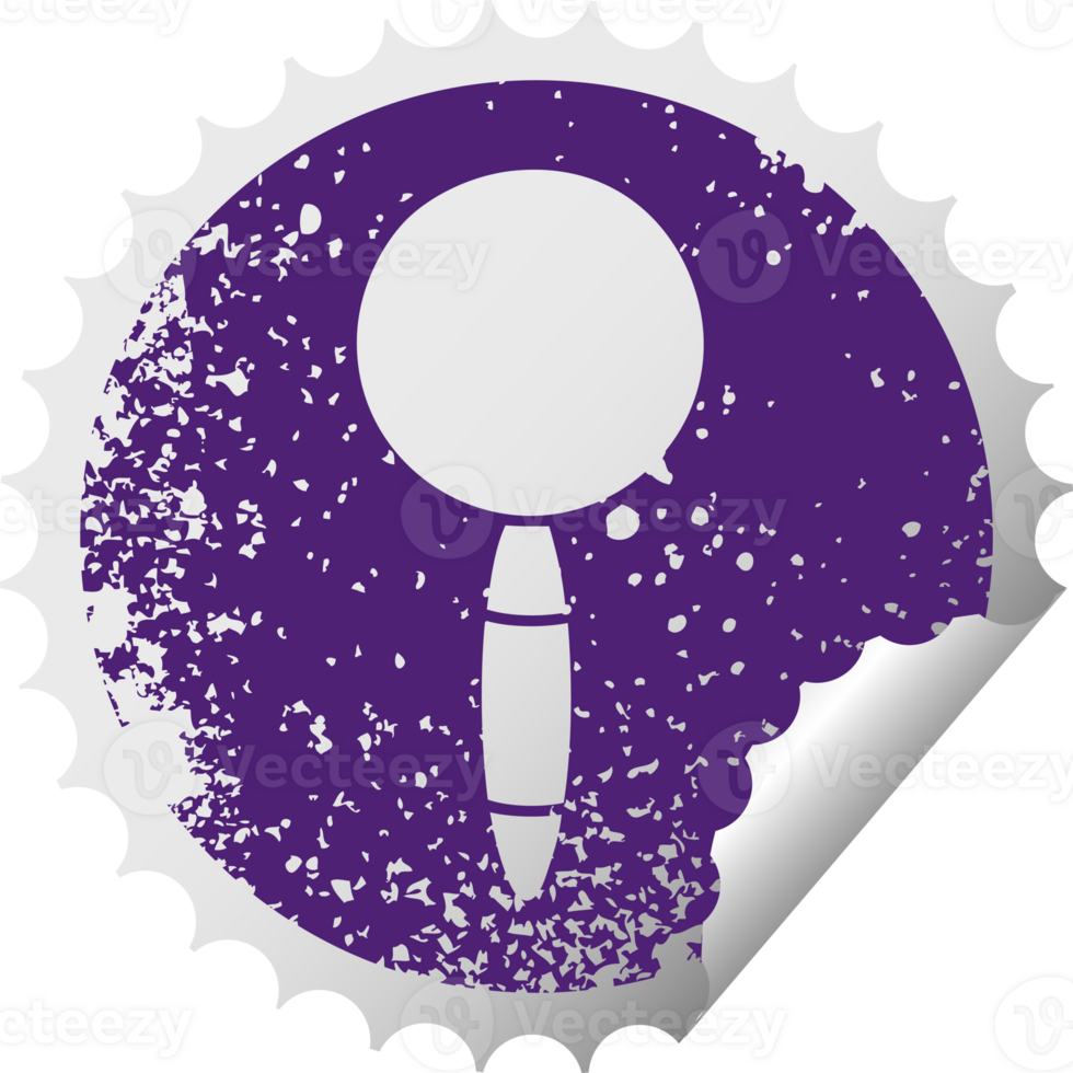 distressed circular peeling sticker symbol of a magnifying glass png