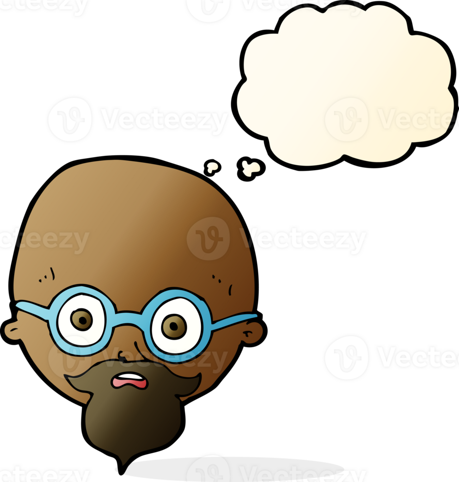 cartoon shocked man with beard with thought bubble png