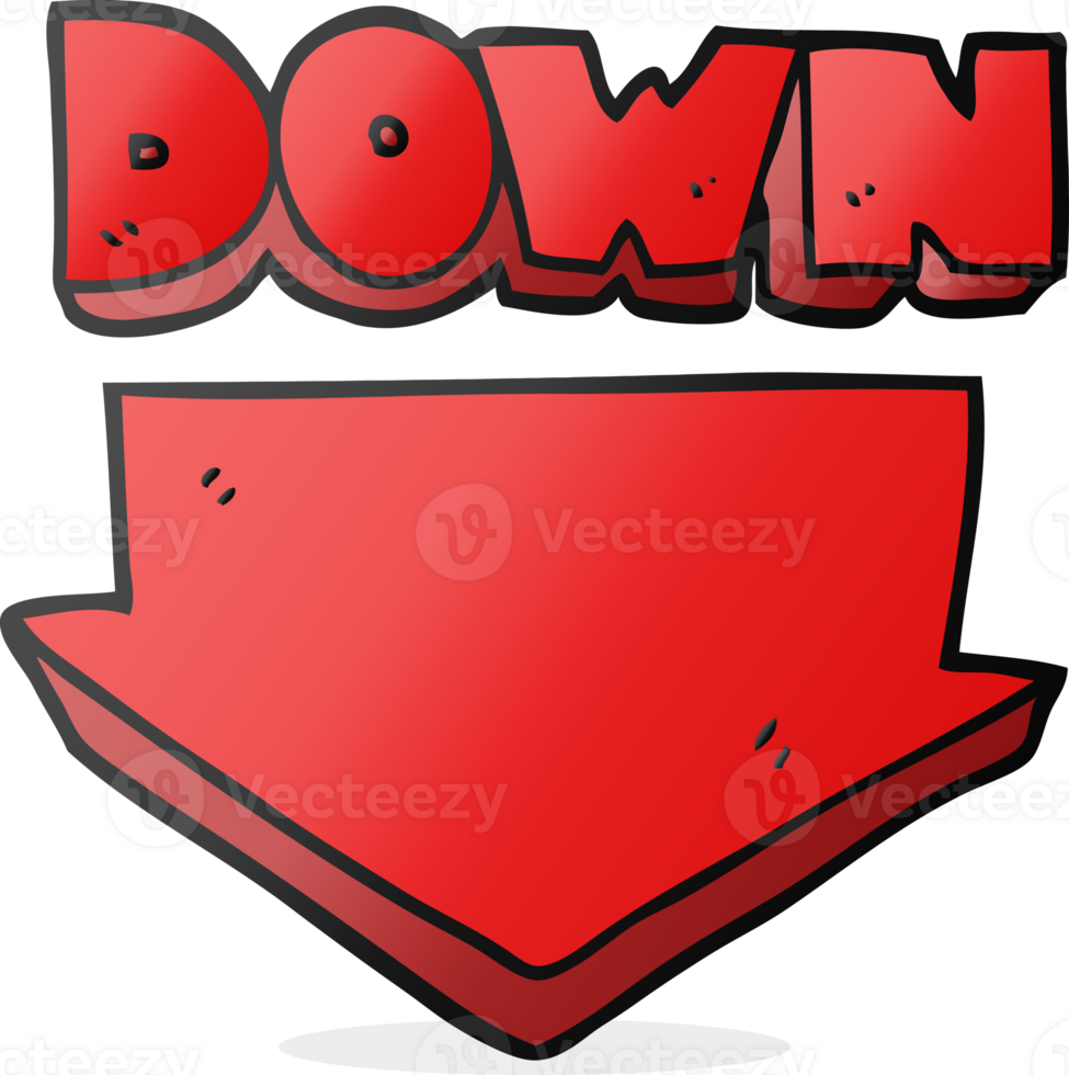hand drawn cartoon down arrow symbol png