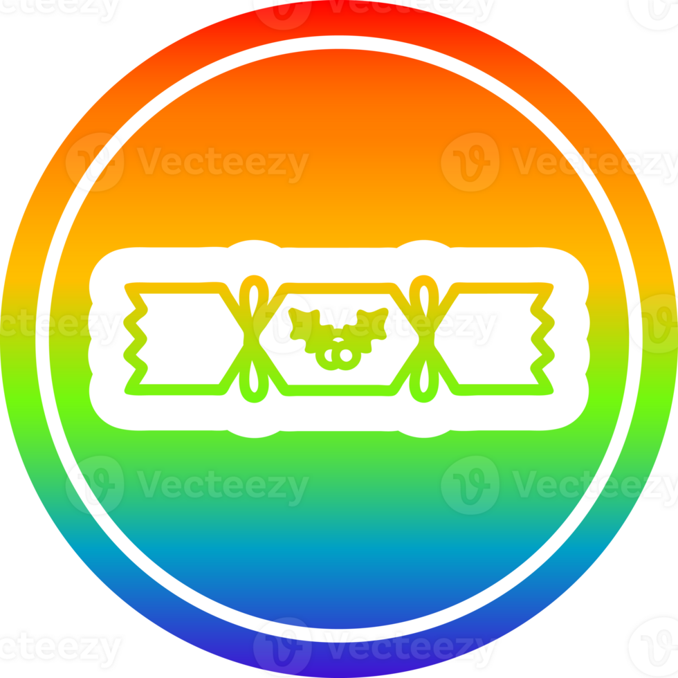 christmas cracker circular icon with rainbow gradient finish png