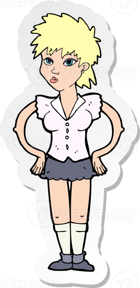 sticker of a cartoon woman with hands on hips png