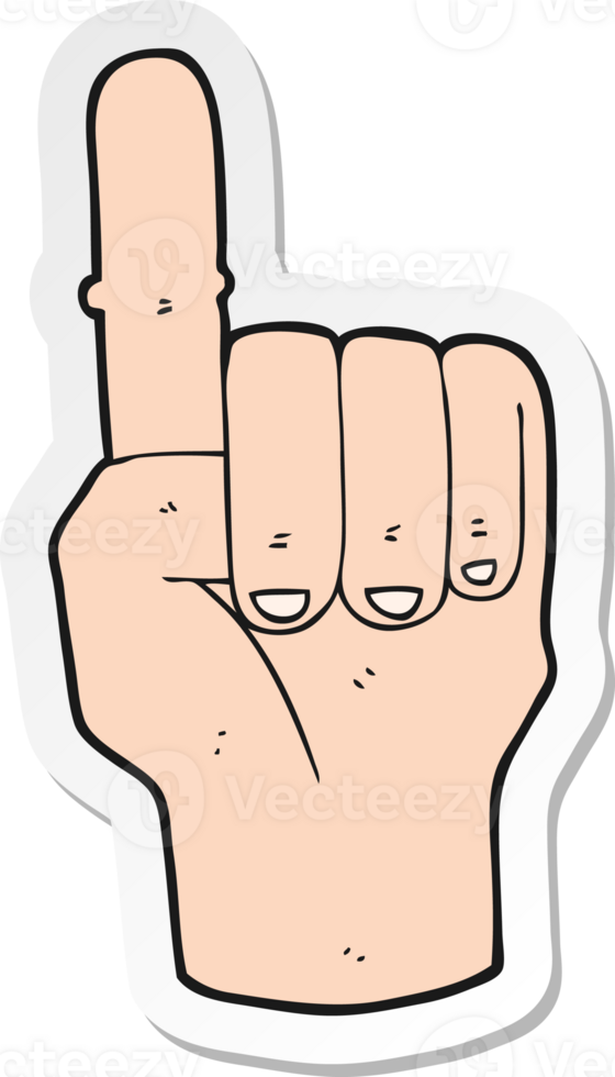 adesivo de um desenho animado apontando o dedo png