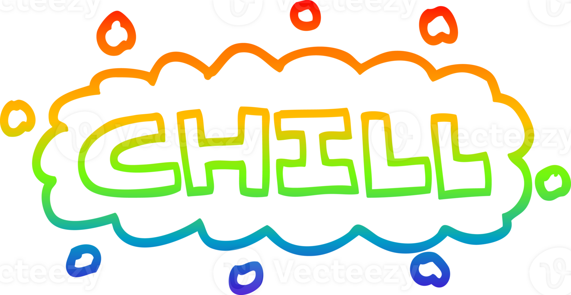 rainbow gradient line drawing of a cartoon chill symbol png