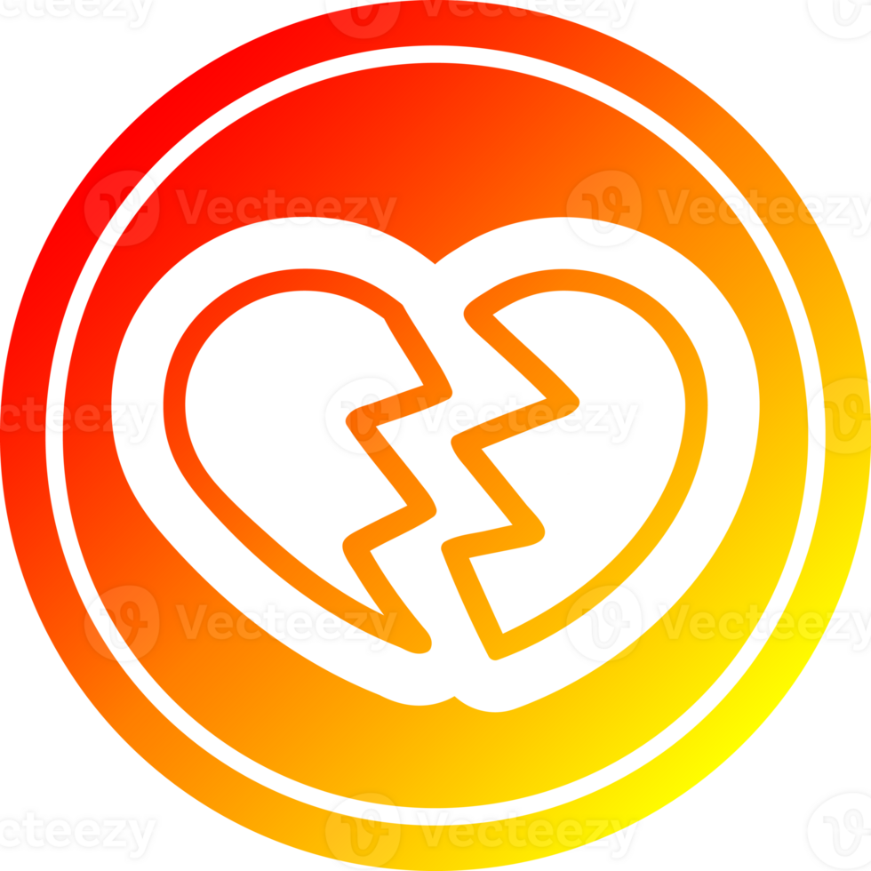broken heart icon with warm gradient finish png
