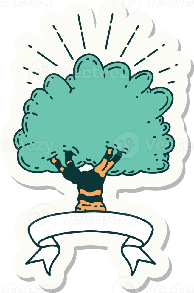 sticker of a tattoo style tree png