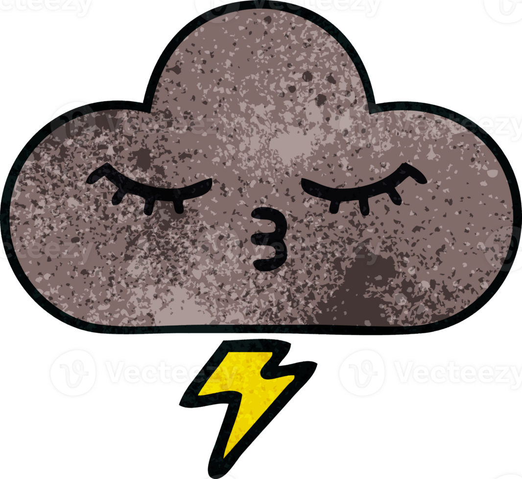 retro grunge texture cartoon of a storm cloud png