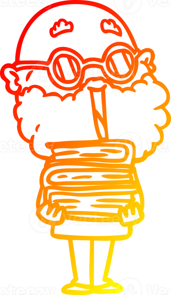 warm gradient line drawing of a cartoon joyful man with beard png