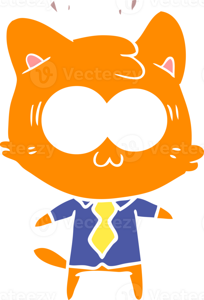 flat color style cartoon surprised cat png