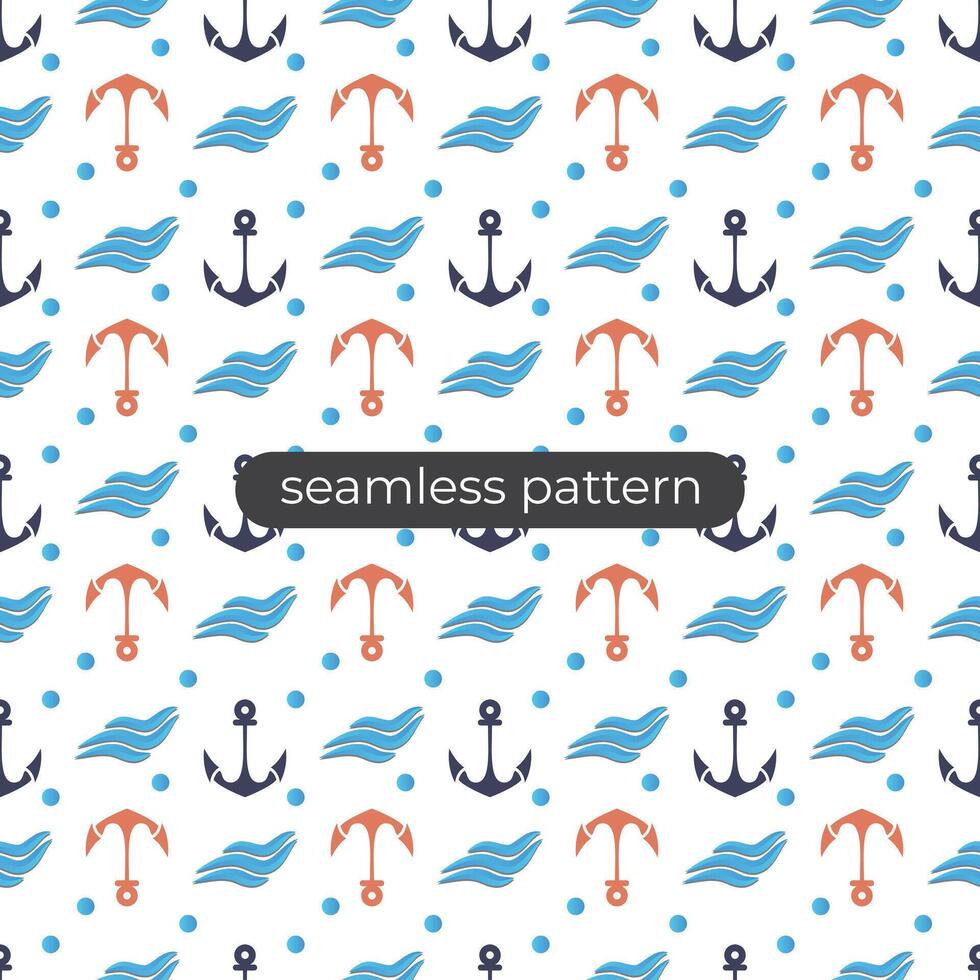 anchor marine background with seamless patern style vector