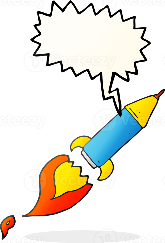 hand drawn speech bubble cartoon rocket png