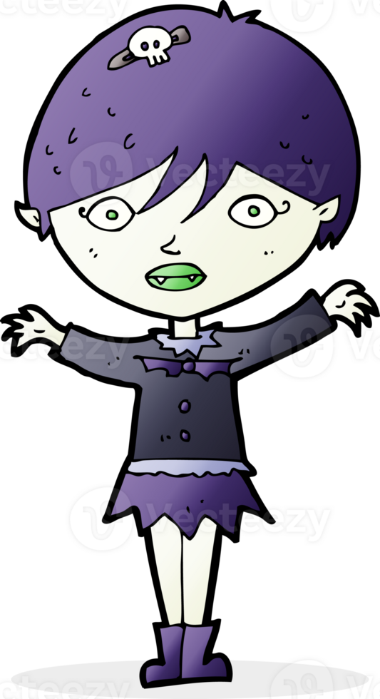 cartoon waving vampire girl png