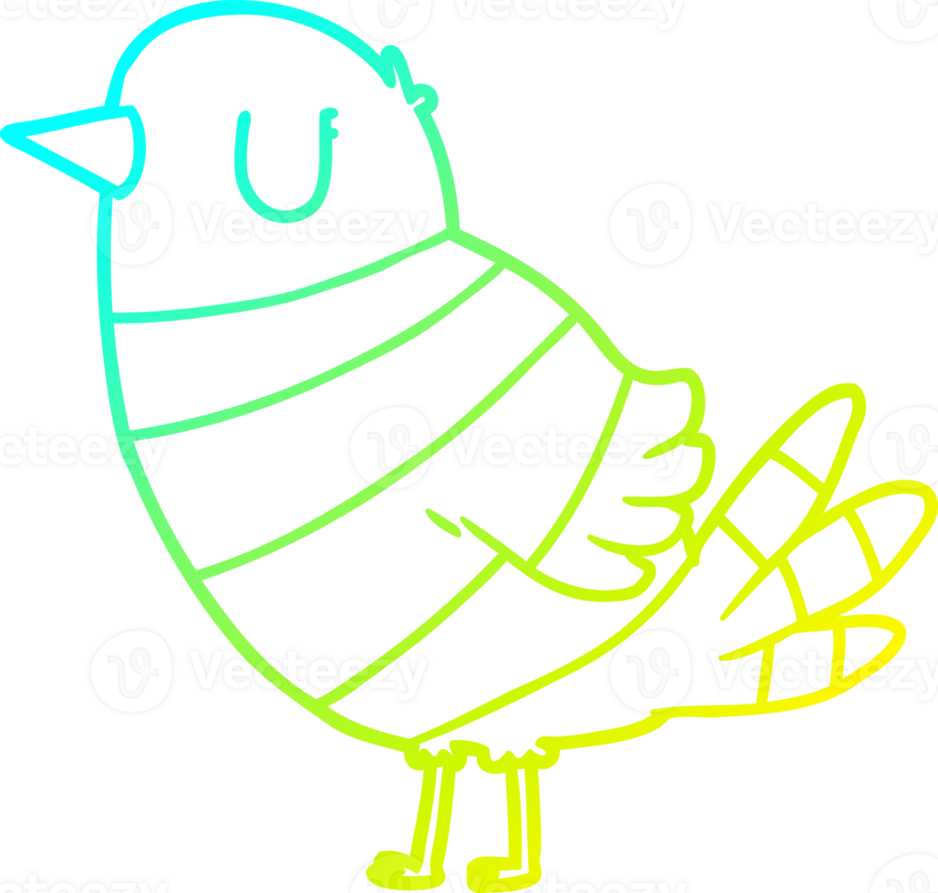 cold gradient line drawing of a cartoon bird png