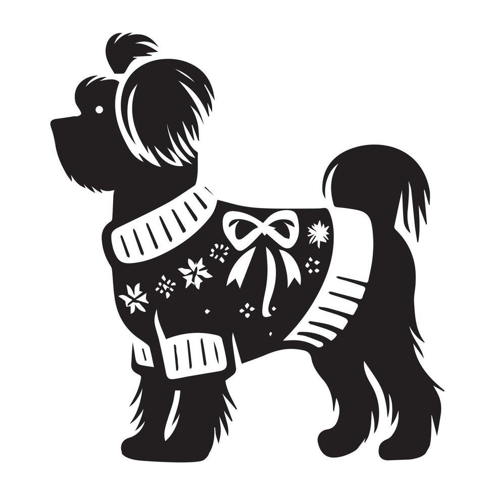 Festive Maltese Ready for Celebration illustration in black and white vector